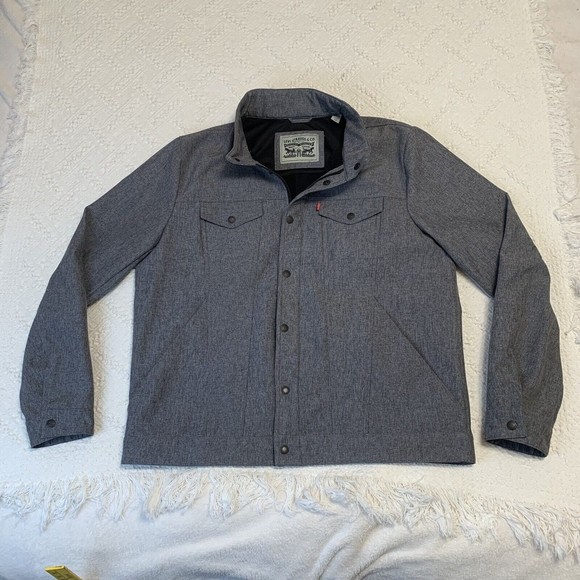 LEVIS Mens XL Soft Shell Trucker Jacket Microfleece Breathable Water Resistant - Picture 1 of 12